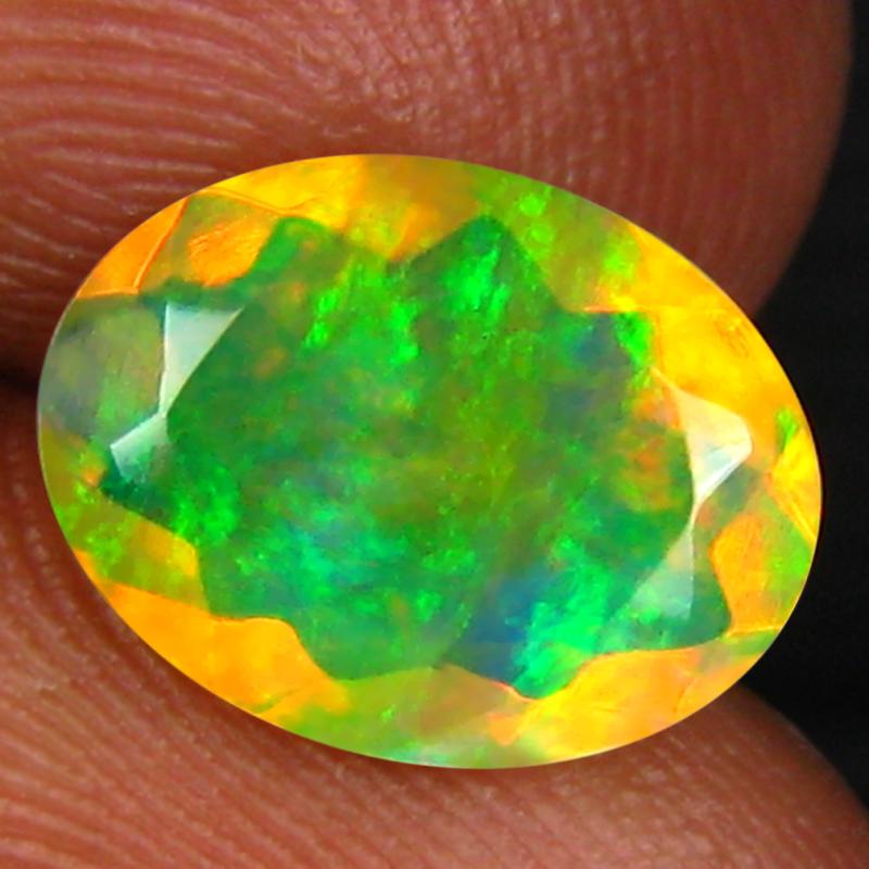1.75 ct Sparkling Oval (11 x 8 mm) Un-Heated Ethiopia Rainbow Opal Loose Gemstone