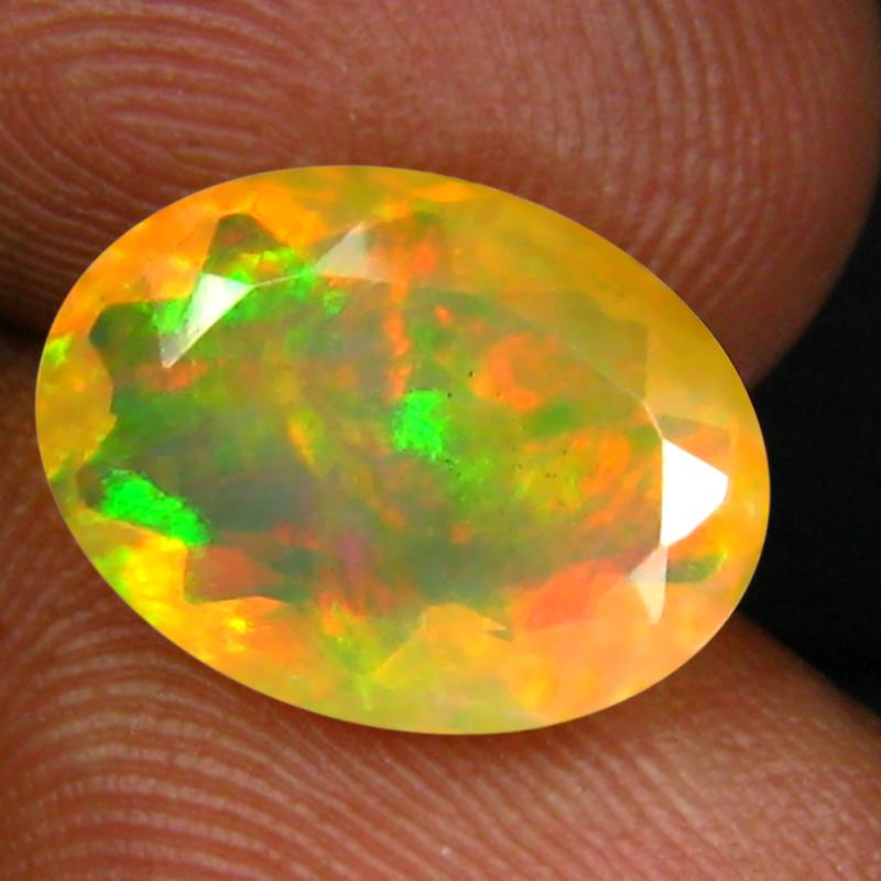 2.33 ct Super-Excellent Oval (12 x 9 mm) Un-Heated Ethiopia Rainbow Opal Loose Gemstone