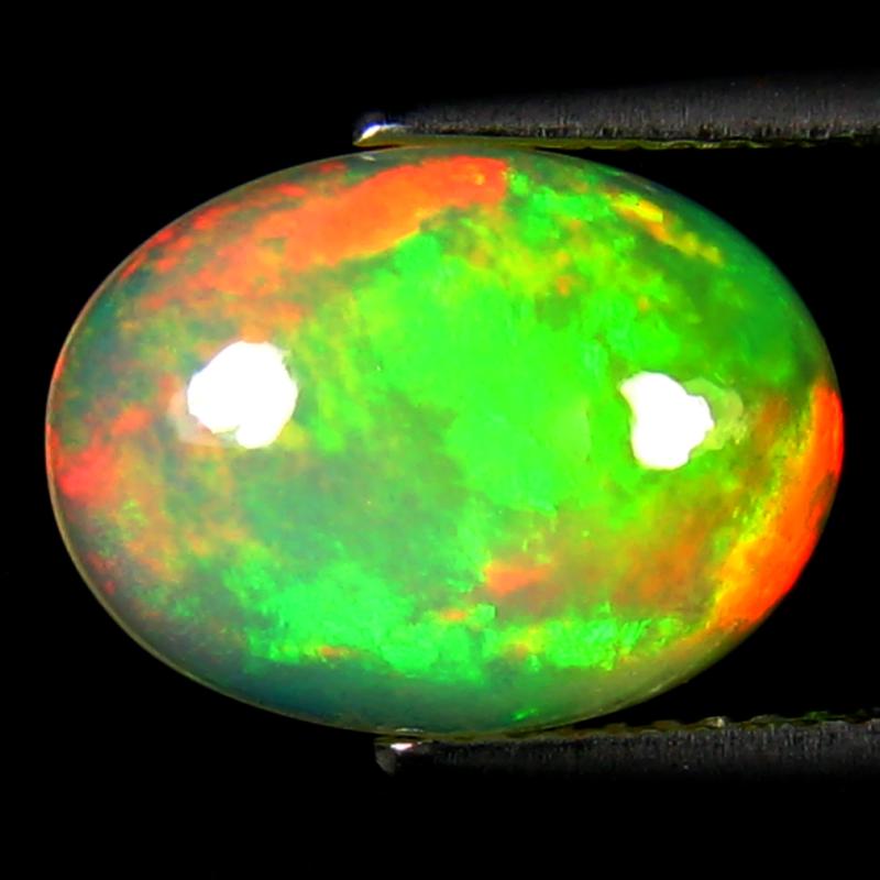 2.96 ct First-class Oval Cabochon Cut (13 x 10 mm) Ethiopia Play of Colors Rainbow Opal Natural Gemstone