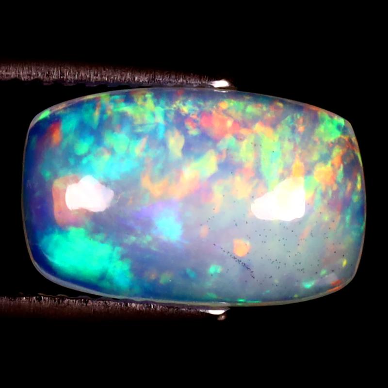 2.91 ct Fair Cushion Cabochon (13 x 9 mm) Ethiopian 360 Degree Flashing Rainbow Opal Natural Gemstone