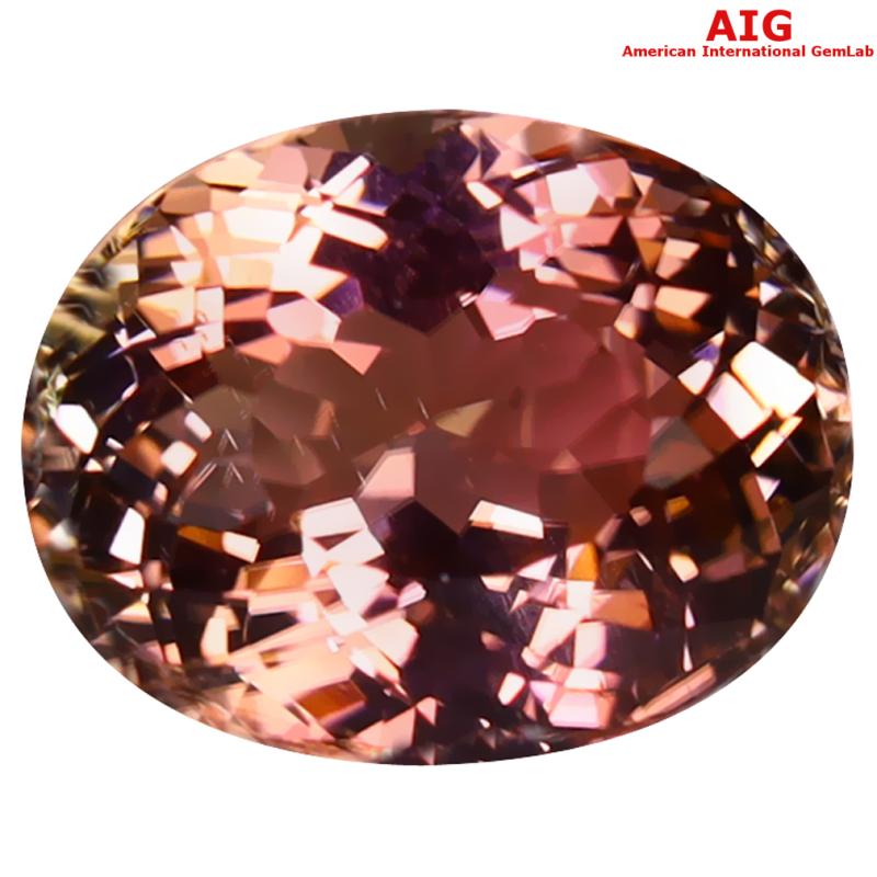 5.81 ct AIG Certified Mesmerizing Oval Cut (12 x 10 mm) Unheated / Untreated Orange Pink Tourmaline Gemstone
