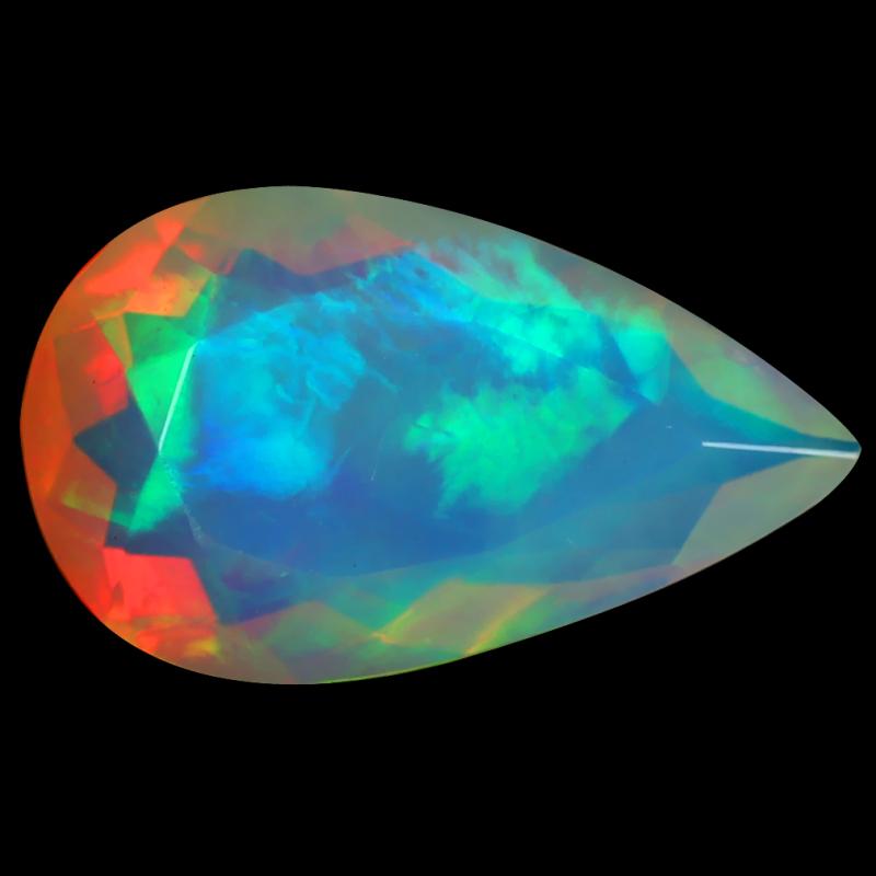 3.80 ct Gorgeous Pear (17 x 10 mm) Unheated / Untreated Ethiopia Rainbow Opal Loose Gemstone