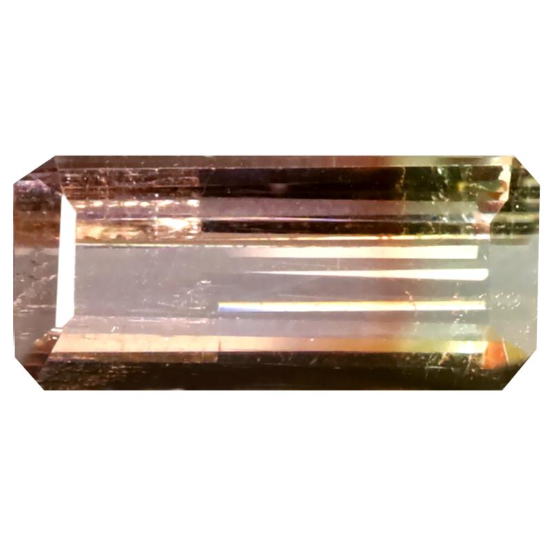 3.06 ct Resplendent Octagon (14 x 6 mm) Un-Heated Brazil Bi-Color Tourmaline Loose Gemstone