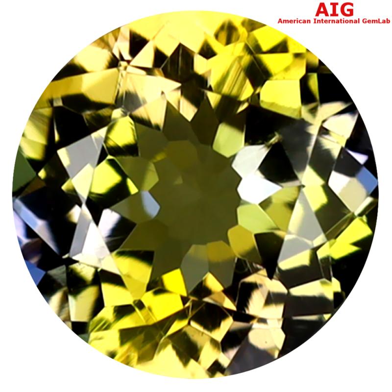 1.38 ct AIG Certified Supreme Round Shape (7 x 7 mm) Brownish Yellow Tanzanite Natural Gemstone