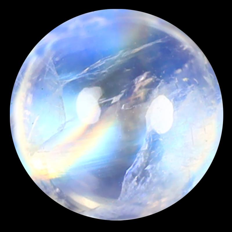 1.78 ct AAA Magnificent fire Round Cabochon Shape (7 x 7 mm) Rainbow Blue Moonstone Natural Gemstone