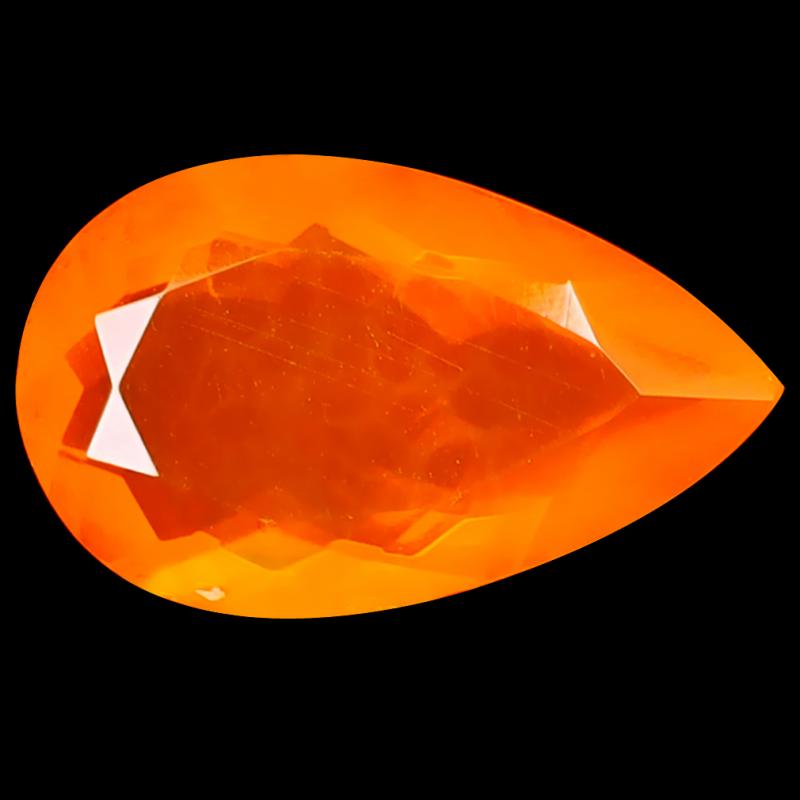 2.50 ct Terrific Pear Cut (14 x 9 mm) Heated Natural Orange Fire Opal Loose Gemstone