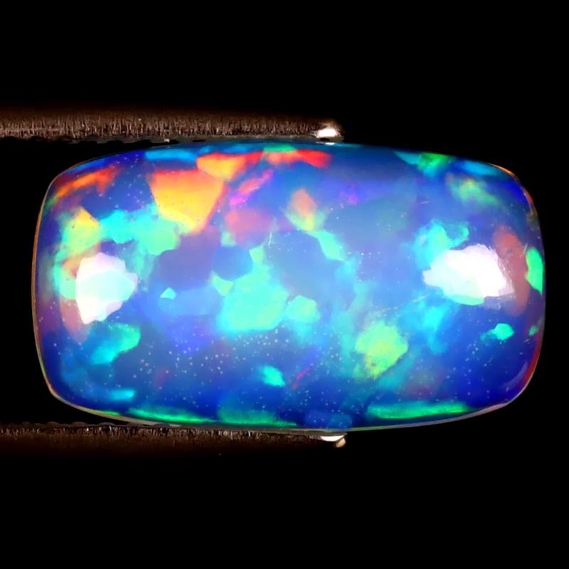 3.50 ct Wonderful Cushion (16 x 9 mm) Ethiopian 360 Degree Flashing Rainbow Opal Natural Gemstone