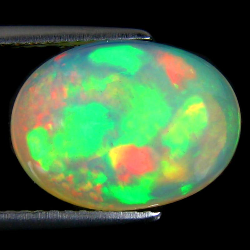 5.34 ct Supreme Oval Cabochon (14 x 10 mm) Ethiopian 360 Degree Flashing Rainbow Opal Natural Gemstone