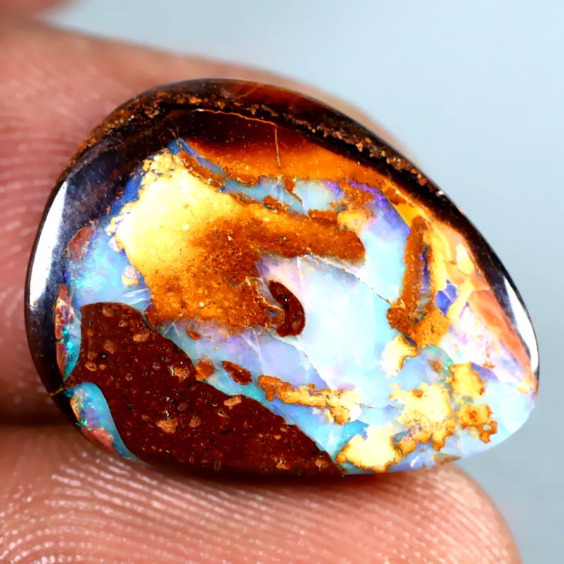 9.22 ct Premium Fancy Shape (18 x 14 mm) Multi Color Australian Koroit Boulder Opal Natural Loose Gemstone