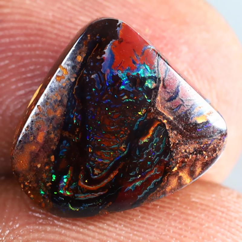 7.48 ct Fantastic Fancy Shape (12 x 13 mm) Multi Color Australian Koroit Boulder Opal Natural Loose Gemstone