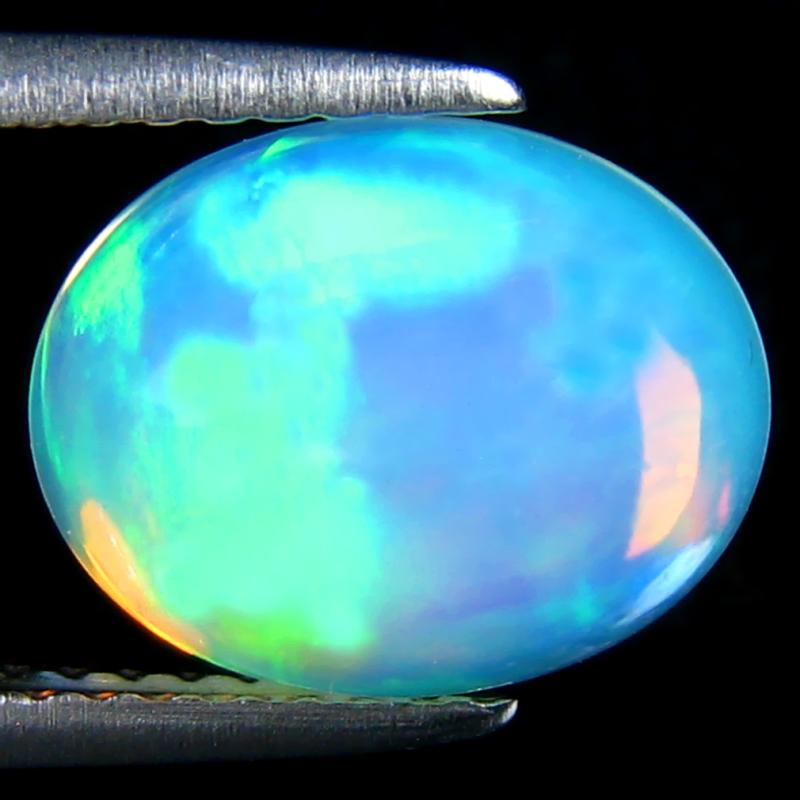 2.19 ct Beautiful Oval Cabochon Cut (11 x 8 mm) Ethiopia Play of Colors Rainbow Opal Natural Gemstone
