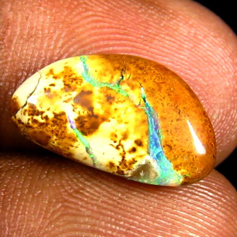 3.72 ct Magnificent fire Fancy Shape (15 x 9 mm) Multi Color Australian Koroit Boulder Opal Natural Loose Gemstone