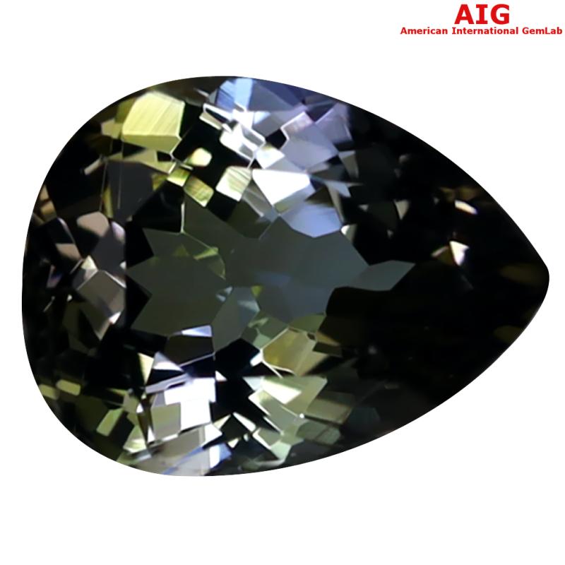 1.60 ct AIG Certified Phenomenal Pear Shape (9 x 7 mm) Greenish Blue Tanzanite Natural Gemstone