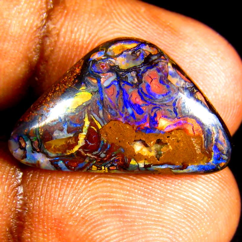 11.45 ct Extraordinary Fancy Shape Australia Rare Metallic Boulder Opal Natural Gemstone
