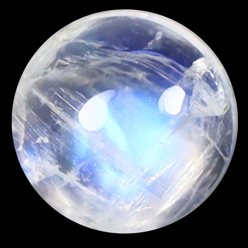 1.54 ct AAA Super-Excellent Round Cabochon Shape (7 x 7 mm) Rainbow Blue Moonstone Natural Gemstone