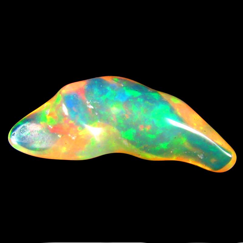 5.10 ct Exquisite Fancy Cut (24 x 10 mm) Unheated / Untreated Play of Colors Rainbow Opal Natural Gemstone