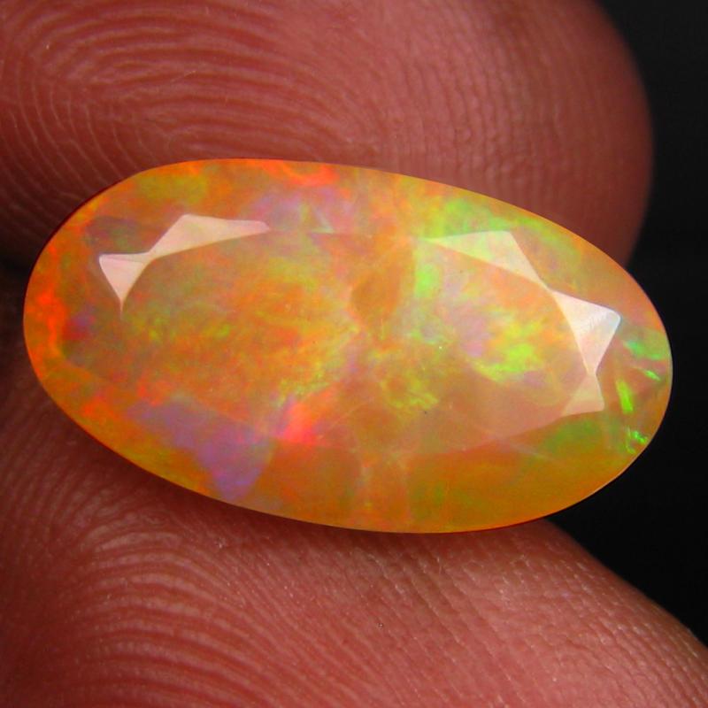 3.00 ct Extraordinary Oval (15 x 8 mm) Un-Heated Ethiopia Rainbow Opal Loose Gemstone
