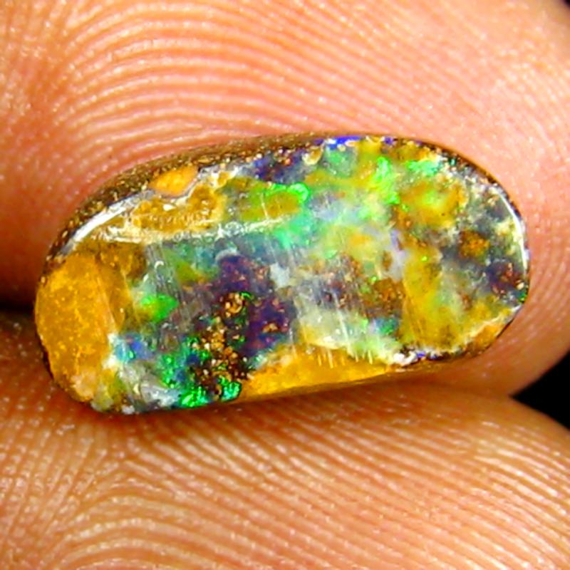 3.23 ct Phenomenal Fancy Shape (14 x 7 mm) Multi Color Australian Koroit Boulder Opal Natural Loose Gemstone