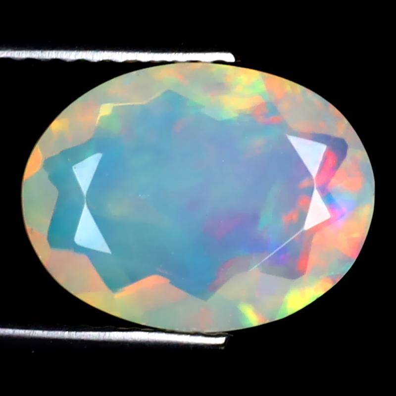 2.05 ct Incomparable Oval (12 x 9 mm) Ethiopian 360 Degree Flashing Rainbow Opal Natural Gemstone