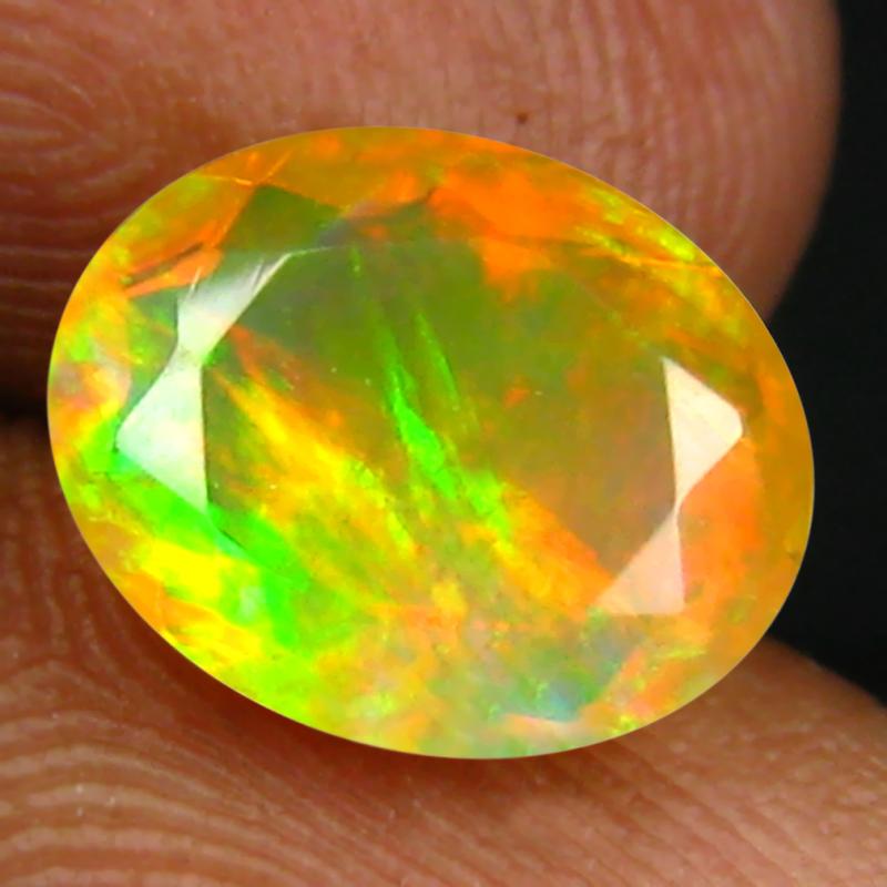 1.48 ct Eye-opening Oval (9 x 7 mm) Un-Heated Ethiopia Rainbow Opal Loose Gemstone