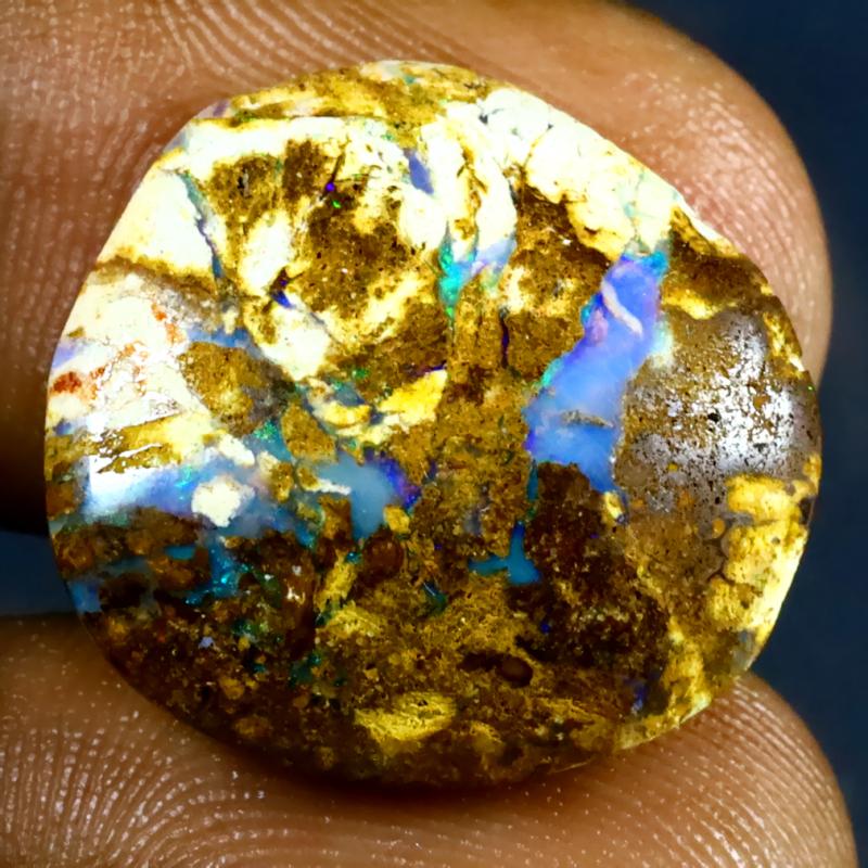 12.27 ct Valuable Fancy Shape (19 x 18 mm) Multi Color Australian Koroit Boulder Opal Natural Loose Gemstone