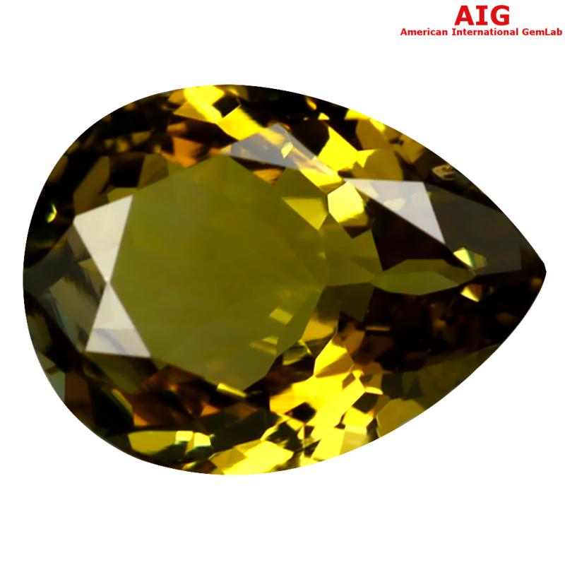 2.69 ct AIG Certified Significant Pear Shape (11 x 8 mm) Brownish Yellow Tanzanite Natural Gemstone