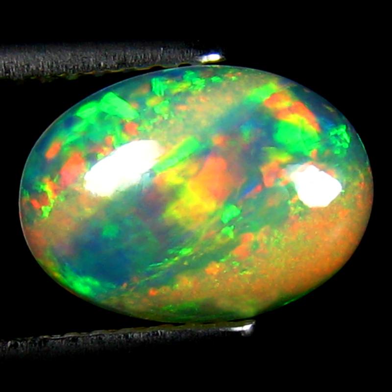 2.11 ct Best Oval Cabochon Cut (11 x 8 mm) Ethiopia Play of Colors Rainbow Opal Natural Gemstone