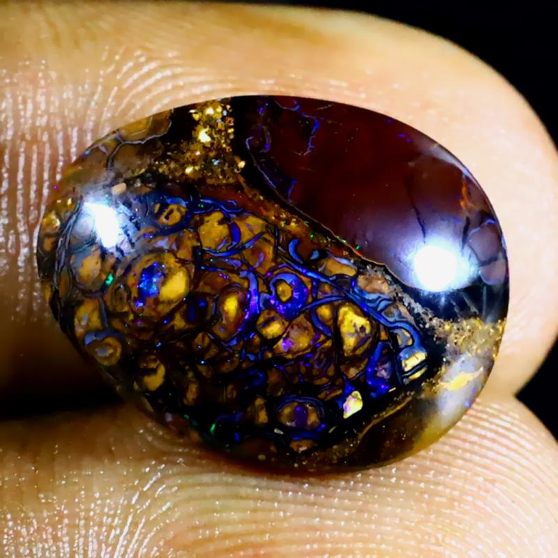 9.40 ct Flashing Fancy Shape (17 x 13 mm) Multi Color Australian Koroit Boulder Opal Natural Loose Gemstone