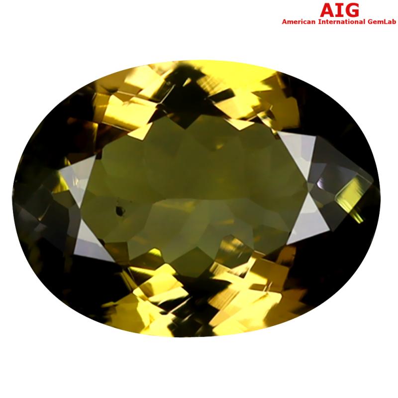 1.78 ct AIG Certified Shimmering Oval Shape (10 x 7 mm) Brownish Yellow Tanzanite Natural Gemstone