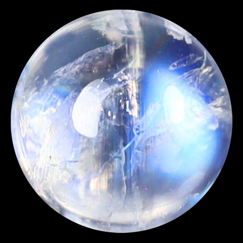 1.41 ct AAA Resplendent Round Cabochon Shape (7 x 7 mm) Rainbow Blue Moonstone Natural Gemstone