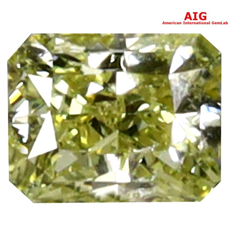 0.41 ct AIG Certified Shimmering Fancy Yellow Radiant Cut (4 x 3 mm) 100% Natural (Un-Heated) Diamond Gemstone
