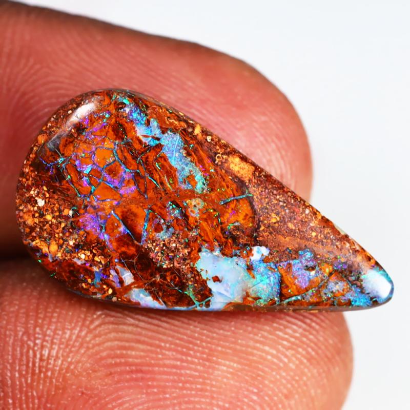 9.96 ct Excellent Fancy Shape (24 x 13 mm) Multi Color Australian Koroit Boulder Opal Natural Loose Gemstone