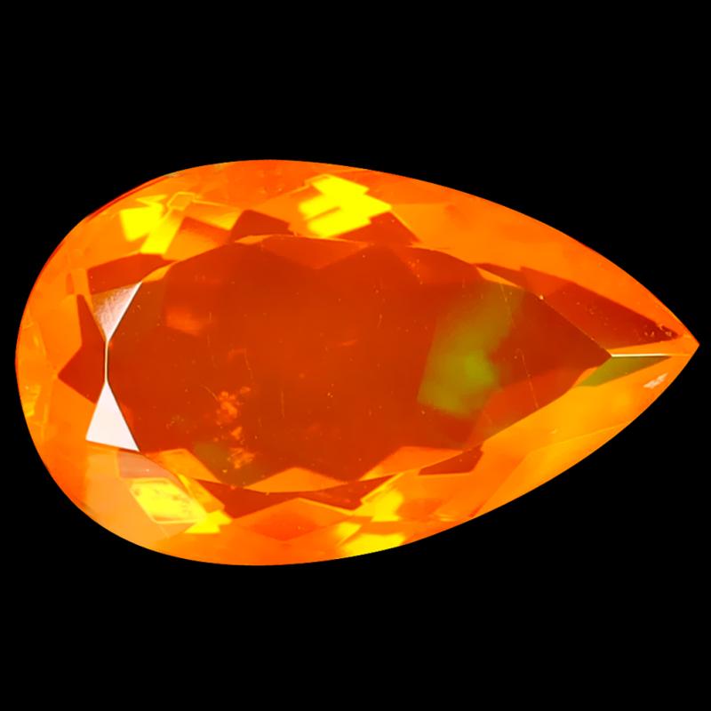 3.82 ct Splendid Pear Cut (15 x 9 mm) Heated Natural Orange Fire Opal Loose Gemstone