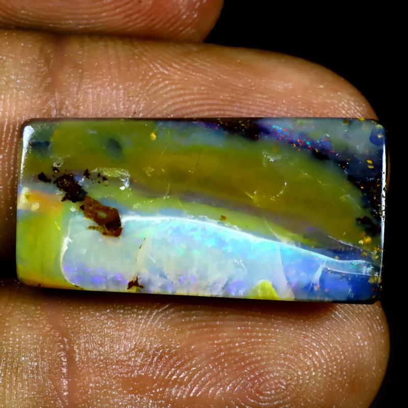 15.75 ct Romantic Fancy Shape (25 x 13 mm) Multi Color Australian Koroit Boulder Opal Natural Loose Gemstone