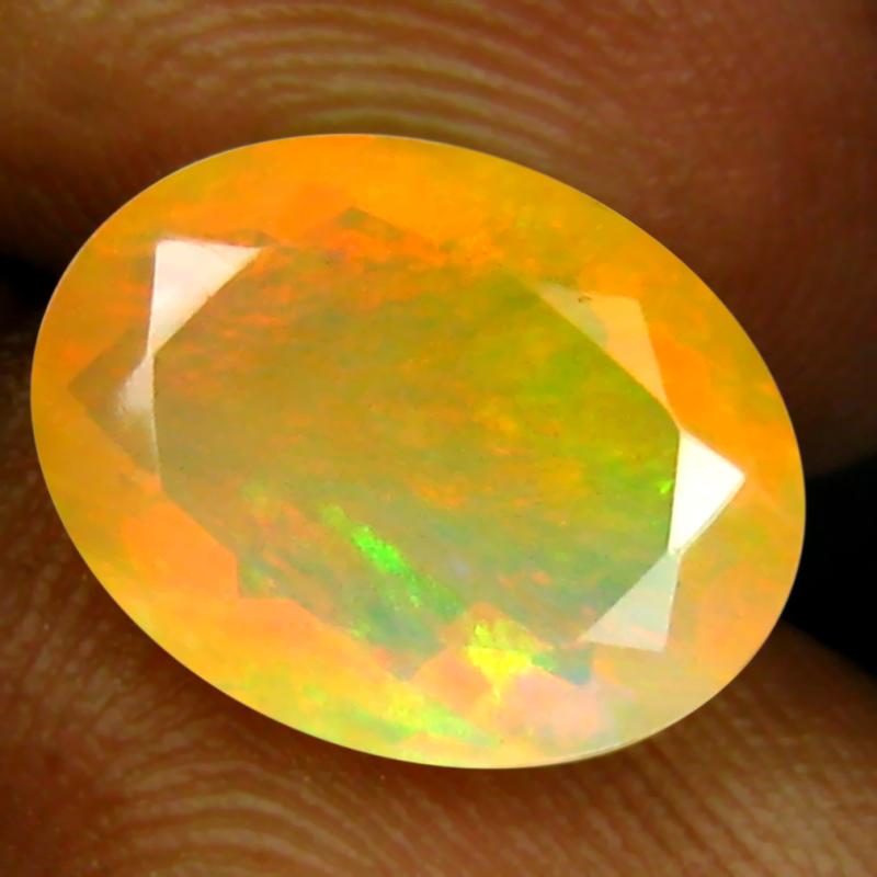 2.50 ct Five-star Oval (11 x 9 mm) Un-Heated Ethiopia Rainbow Opal Loose Gemstone
