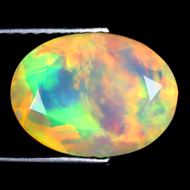 2.11 ct Resplendent Oval (11 x 8 mm) Ethiopian 360 Degree Flashing Rainbow Opal Natural Gemstone