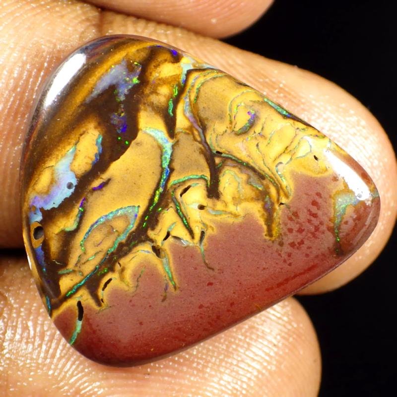 14.22 ct Charming Fancy Shape (23 x 21 mm) Multi Color Australian Koroit Boulder Opal Natural Loose Gemstone