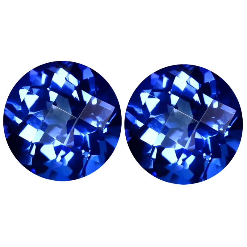 8.77 ct (2pcs) Lovely MATCHING PAIR Round Shape (10 x 10 mm) English Blue Topaz Natural Gemstone