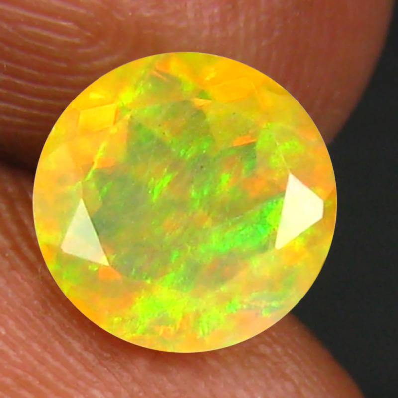 1.32 ct Superior Round (8 x 8 mm) Un-Heated Ethiopia Rainbow Opal Loose Gemstone