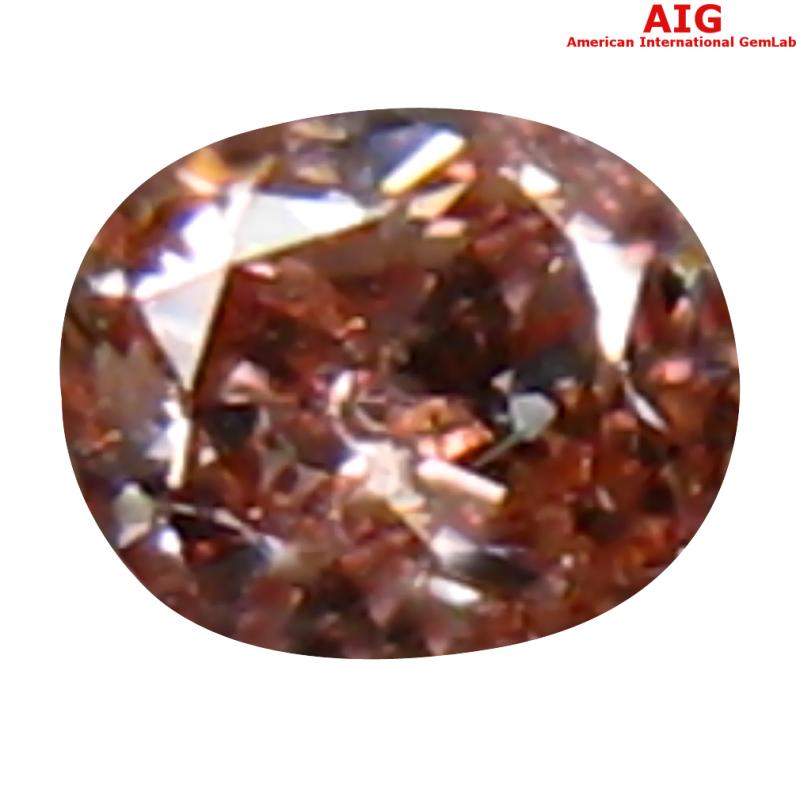 0.06 ct AIG Certified Resplendent Oval Cut (2 x 2 mm) Unheated / Untreated Fancy Brownish Pink Diamond Loose Stone