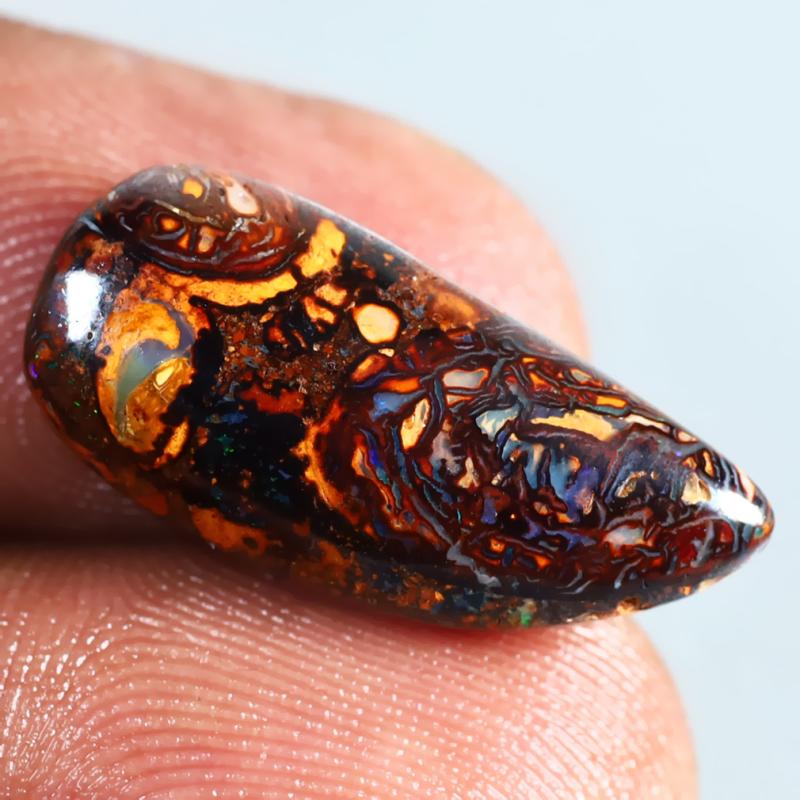 9.10 ct Phenomenal Fancy Shape (21 x 10 mm) Multi Color Australian Koroit Boulder Opal Natural Loose Gemstone