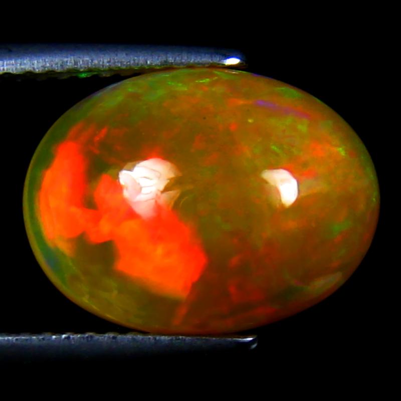 4.57 ct Shimmering Oval Cabochon Cut (14 x 11 mm) Ethiopia Play of Colors Rainbow Opal Natural Gemstone