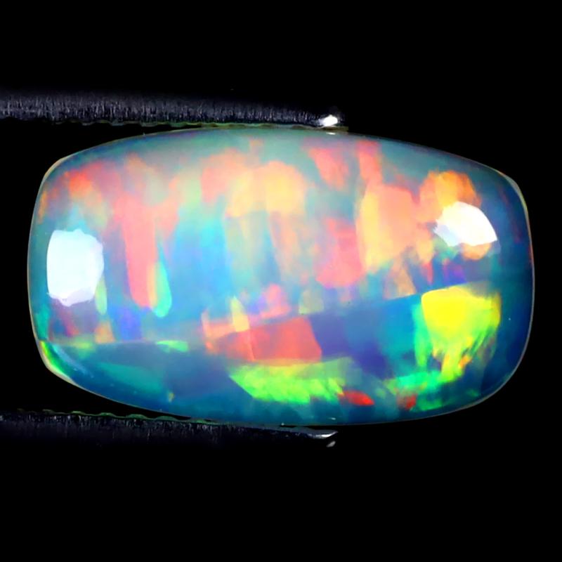 2.34 ct Mind-Boggling Cushion Cabochon (14 x 8 mm) Ethiopian 360 Degree Flashing Rainbow Opal Natural Gemstone