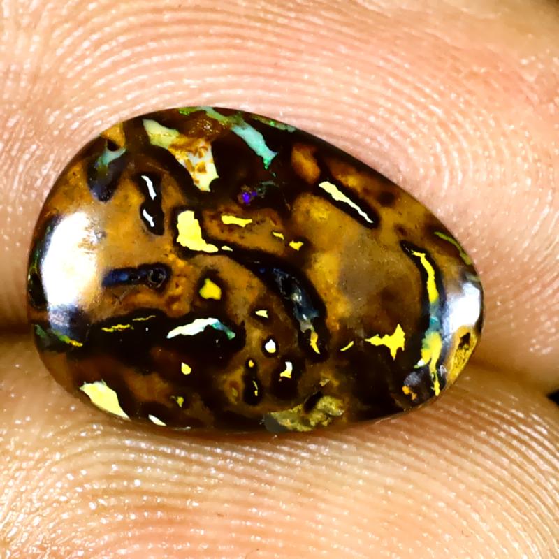 5.01 ct World class Fancy Shape (14 x 10 mm) Multi Color Australian Koroit Boulder Opal Natural Loose Gemstone