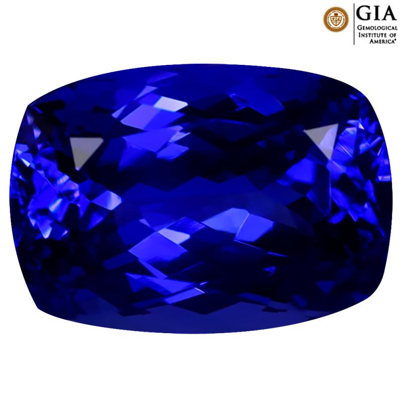 GIA Certified 6.97 ct AAAA+ Romantic Cushion Cut (13 x 9 mm) Genuine D'Block Tanzanite Gemstone