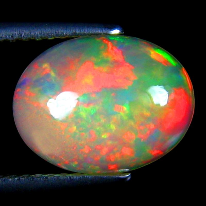 2.12 ct Astonishing Oval Cabochon Cut (12 x 9 mm) Ethiopia Play of Colors Rainbow Opal Natural Gemstone