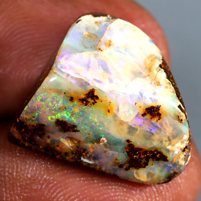 16.02 ct Resplendent Fancy Shape (20 x 17 mm) Multi Color Australian Koroit Boulder Opal Natural Loose Gemstone