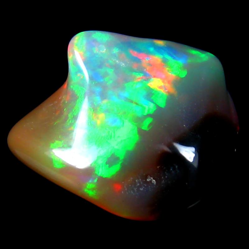 14.79 ct Flashing Fancy Cut (22 x 17 mm) Ethiopia Play of Colors Rainbow Opal Natural Gemstone