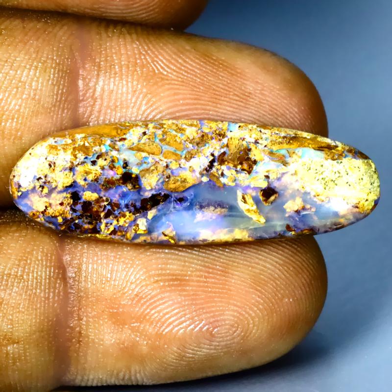 8.93 ct Fantastic Fancy Shape (33 x 11 mm) Multi Color Australian Koroit Boulder Opal Natural Loose Gemstone