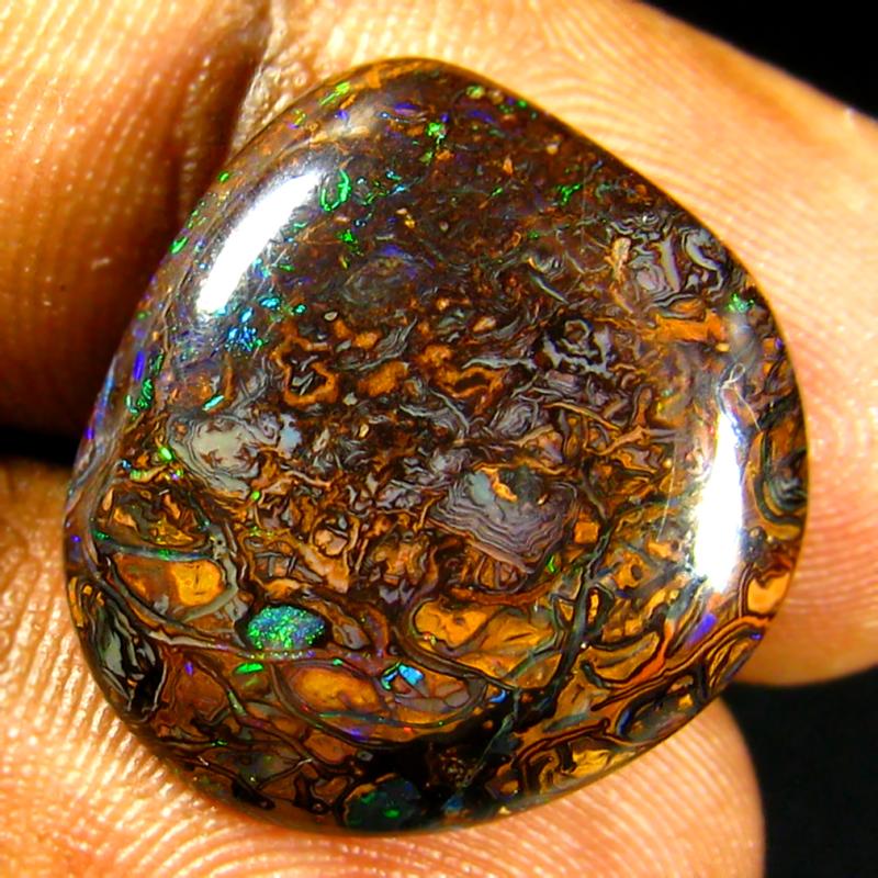 13.87 ct Tremendous Fancy Shape (18 x 17 mm) Multi Color Australian Koroit Boulder Opal Natural Loose Gemstone